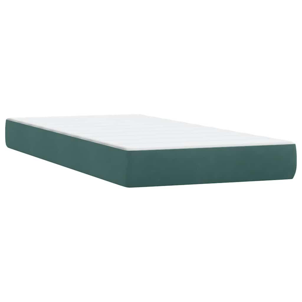 vidaXL Box Spring κρεβάτι με στρώμα σκούρο πράσινο 90x210εκ. Βελούδινο