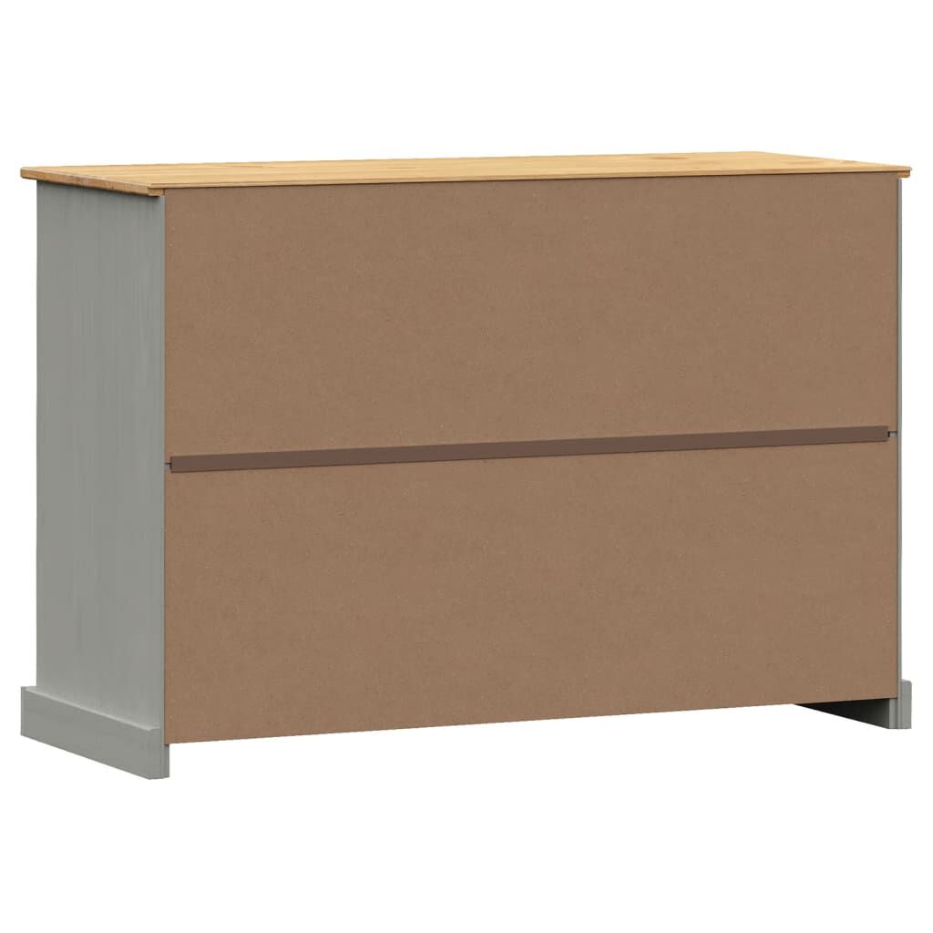 vidaXL Μπουφές με Συρτάρια VIGO Γκρι 113x40x75 εκ. Μασίφ Ξύλο Πεύκο