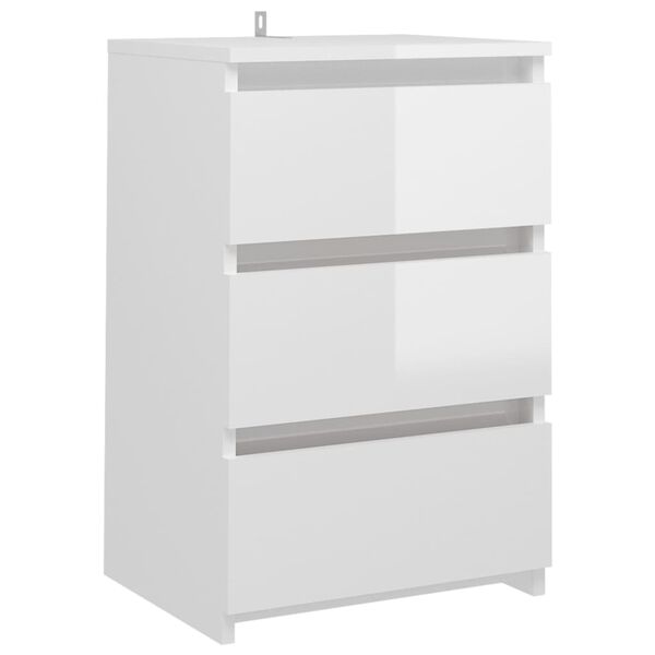vidaXL Κομοδίνα 2 τεμ. Γυαλιστερό Λευκό 40x35x62,5 εκ. από Επεξ. Ξύλο