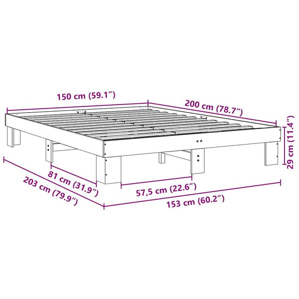 vidaXL Πλαίσιο κρεβατιού χωρίς στρώμα 150x200 cm μασίφ ξύλο δρυς