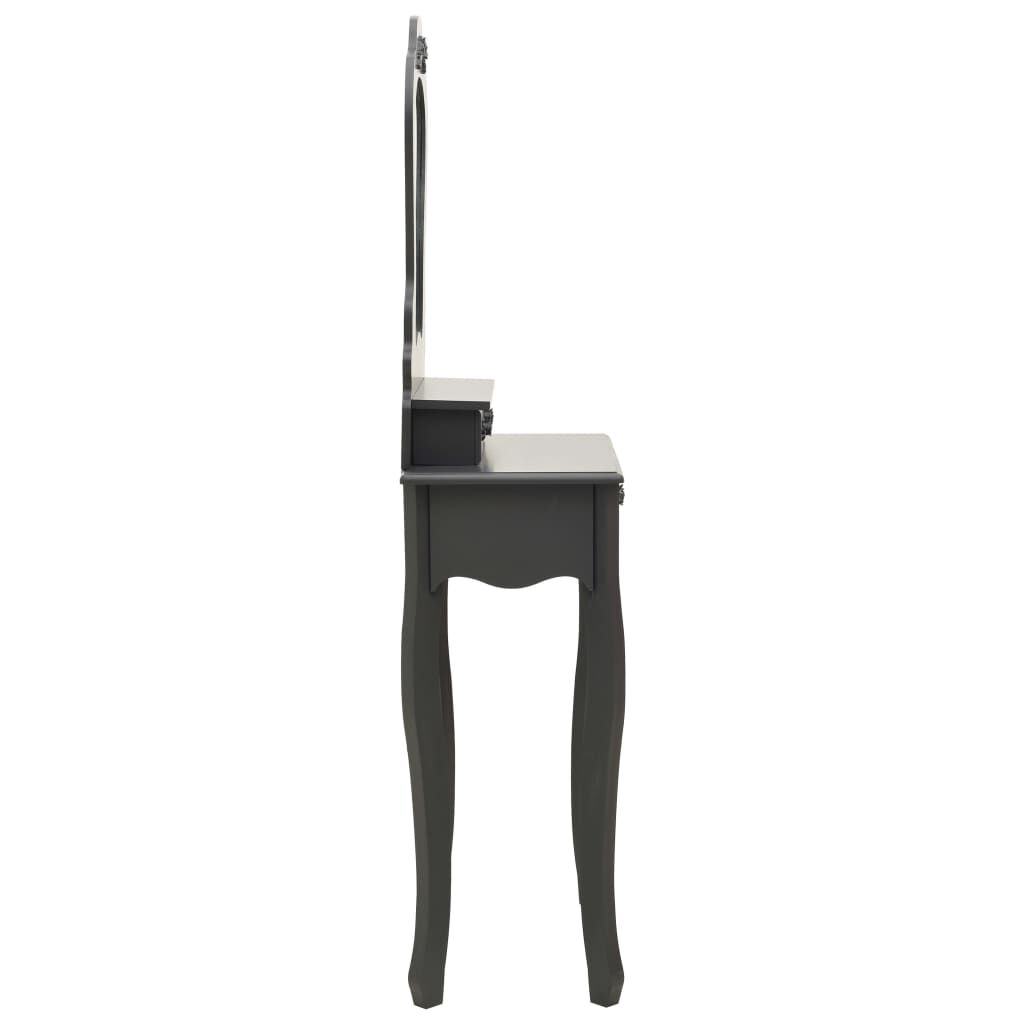 vidaXL Μπουντουάρ με Σκαμπό Γκρι 50 x 59 x 136 εκ. από Ξύλο Παυλώνιας