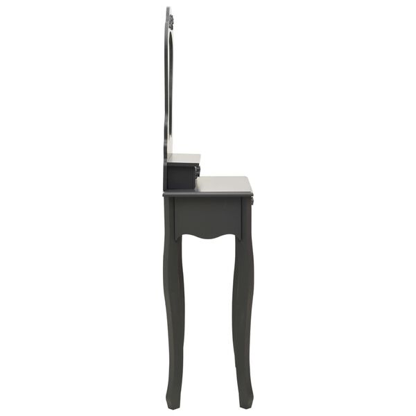 vidaXL Μπουντουάρ με Σκαμπό Γκρι 50 x 59 x 136 εκ. από Ξύλο Παυλώνιας