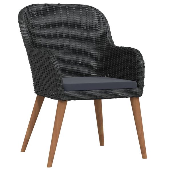 vidaXL Σετ Τραπεζαρίας Κήπου 5 Τεμαχίων Μαύρο με Μαξιλάρια