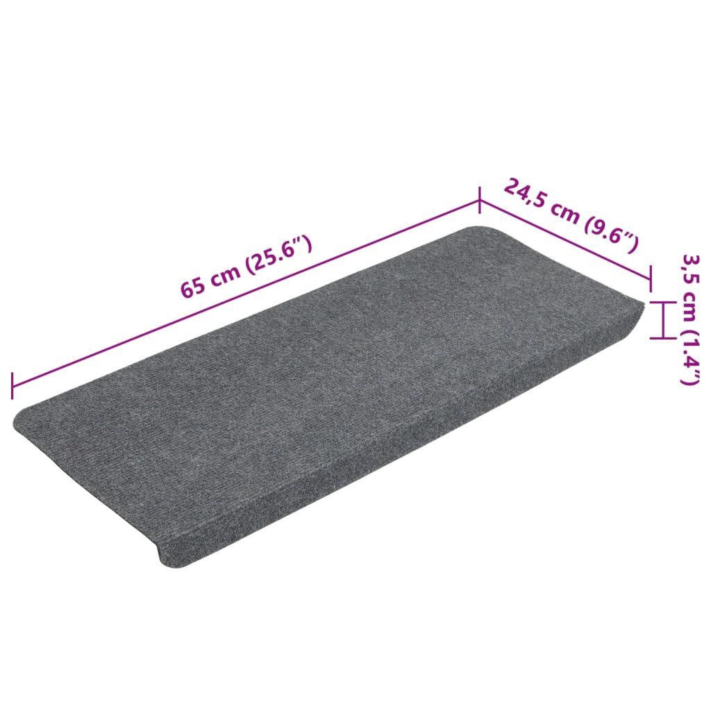 vidaXL Πατάκια Σκάλας Αυτοκόλλητα 15 τεμ. Γκρι 65x24,5x3,5 εκ.