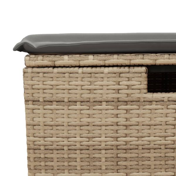 vidaXL Υποπόδιο Κήπου Μπεζ 55x55x37 εκ. Συνθετικό Ρατάν με Μαξιλάρι