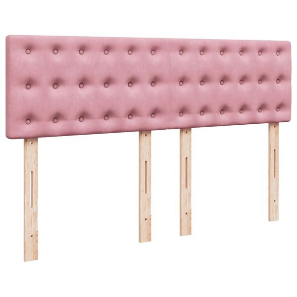 vidaXL Κρεβάτι Boxspring με Στρώμα Ροζ 160x200 εκ. Βελούδινο