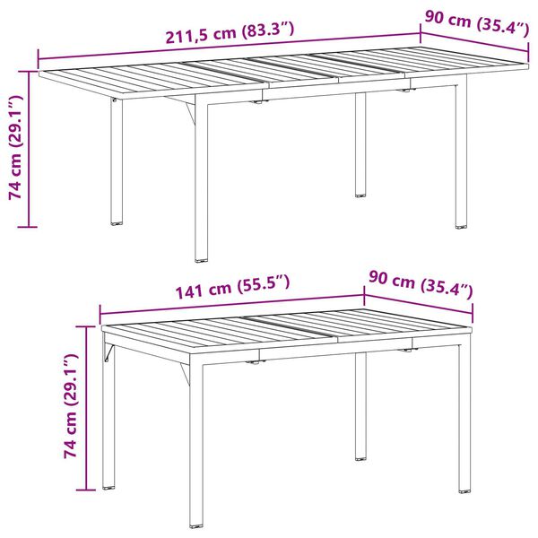vidaXL Σετ Τραπεζαρίας Κήπου 9 pcs Μαύρο Large Μέταλλο & Πλαστικό