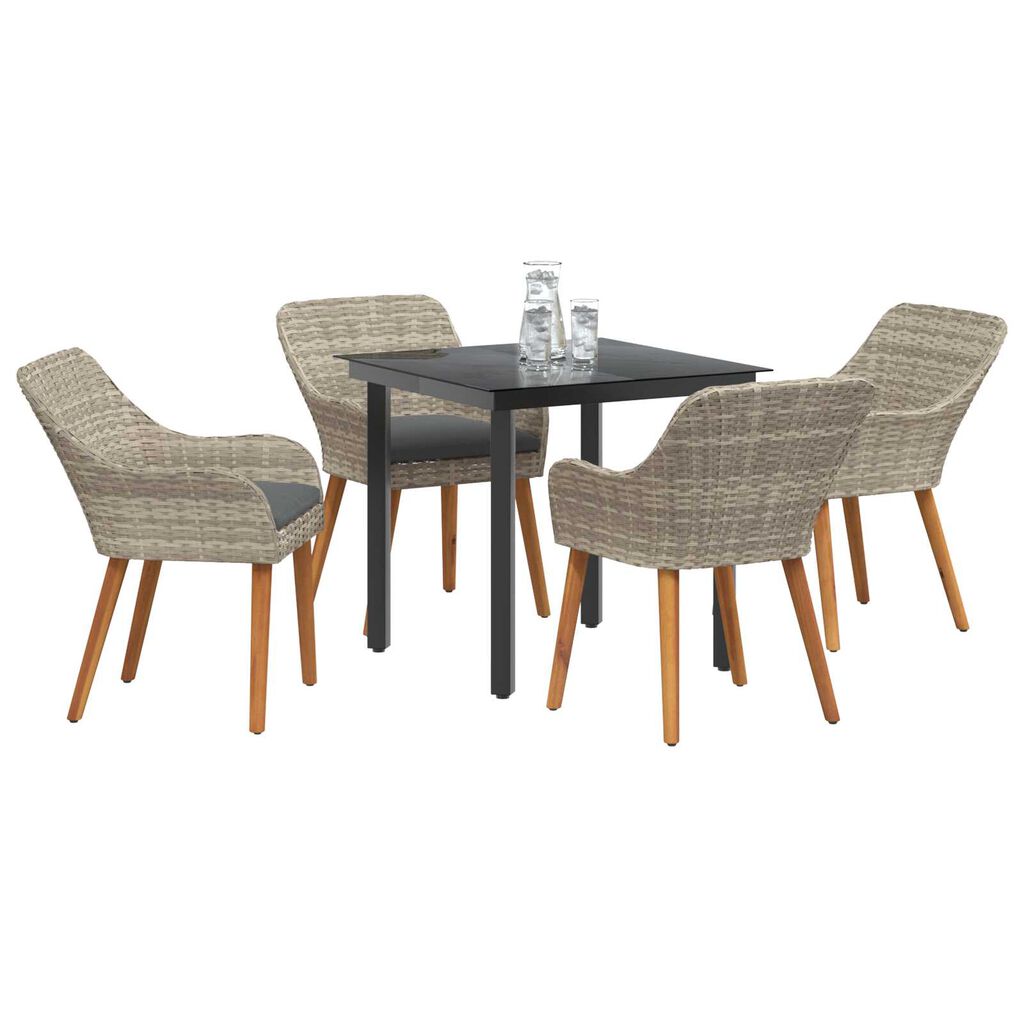 vidaXL Σετ τραπεζαρίας 5 pcs Ανοιχτό γκρι και Μαύρο Μέγεθος: Μεσαίο