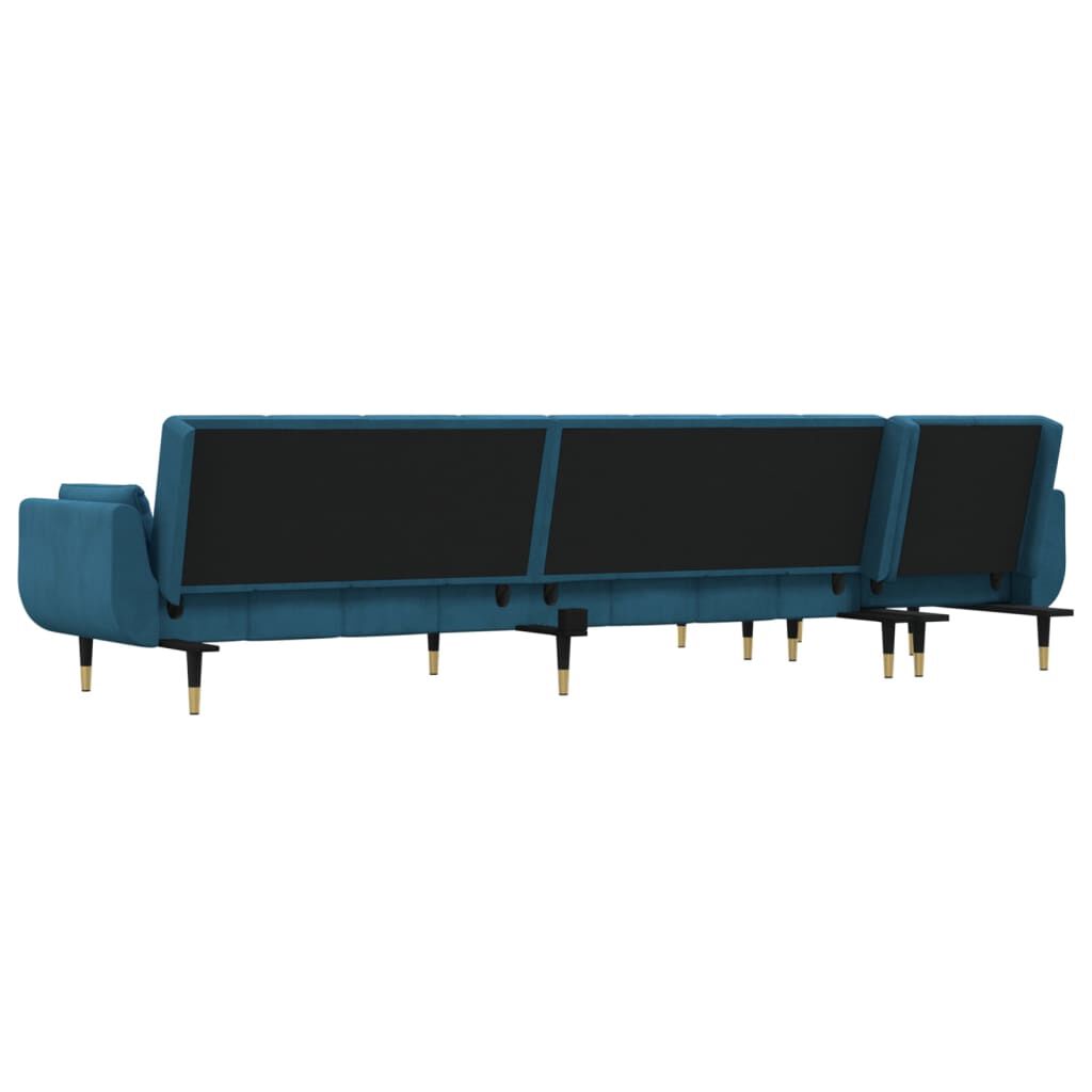 vidaXL Καναπές Κρεβάτι Γωνιακός Μπλε 275 x 140 x 70 εκ. Βελούδινος