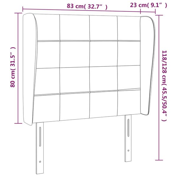 vidaXL Κεφαλάρι με Πτερύγια Σκούρο Γκρι 83x23x118/128 εκ. Βελούδινο