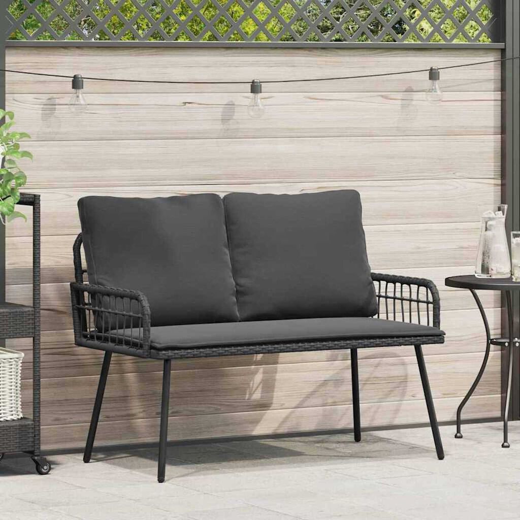 vidaXL Παγκάκι κήπου με μαξιλάρι Γκρι 114 x 64 x 78εκ Μέταλλο