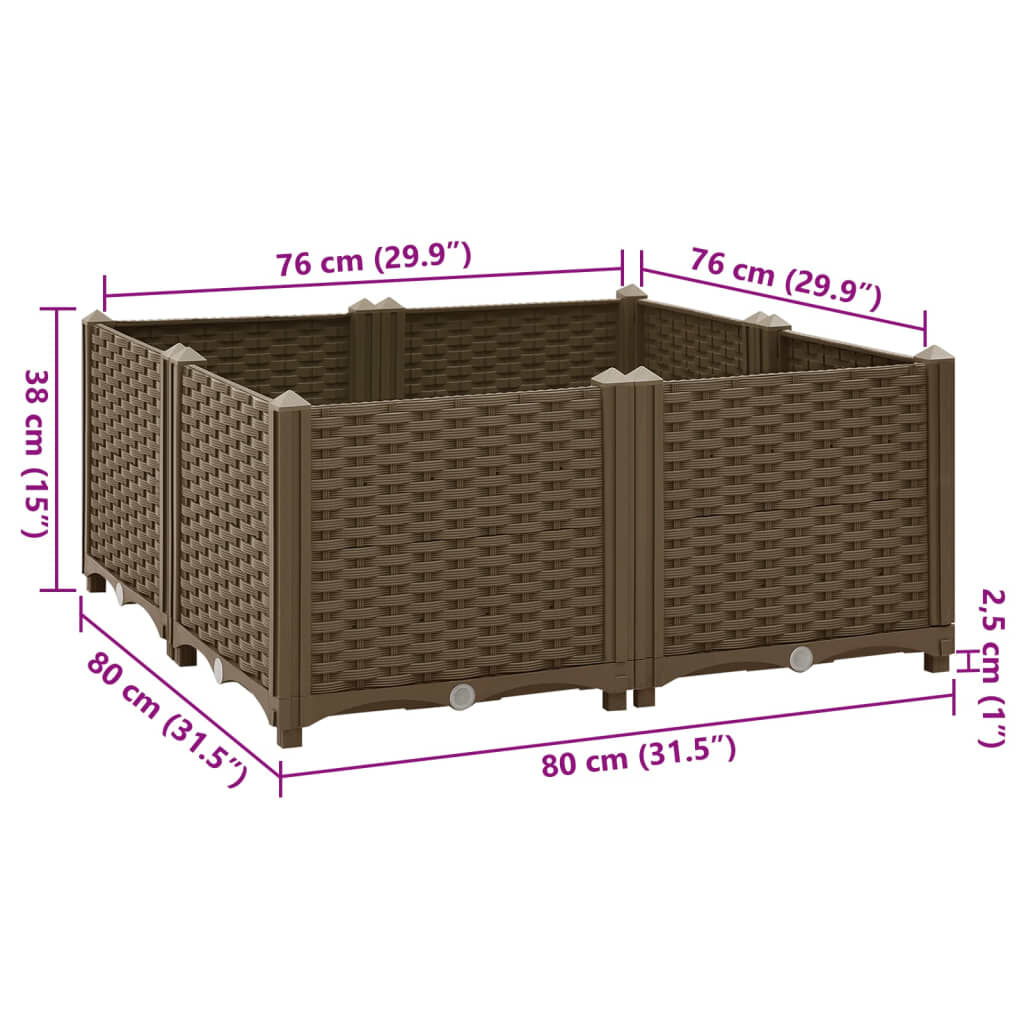 vidaXL Ζαρντινιέρα 80 x 80 x 38 εκ. από Πολυπροπυλένιο