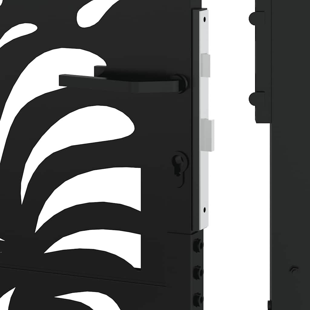 vidaXL Πύλη κήπου Μαύρη 105x130 cm Ατσάλινο σχέδιο κύματος