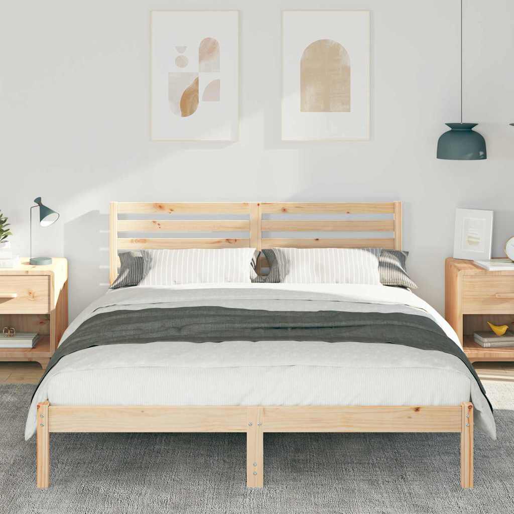 vidaXL Σκελετός Κρεβατιού Καφέ 160 x 200 cm Μασίφ ξύλο πεύκου