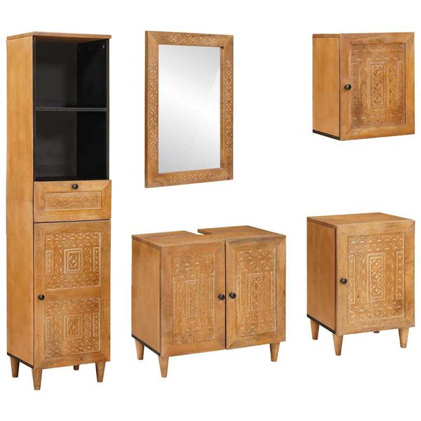 vidaXL Σετ Επίπλων Μπάνιου με συρτάρι 5 pcs Καφέ 38 x 33 x 160 εκ.