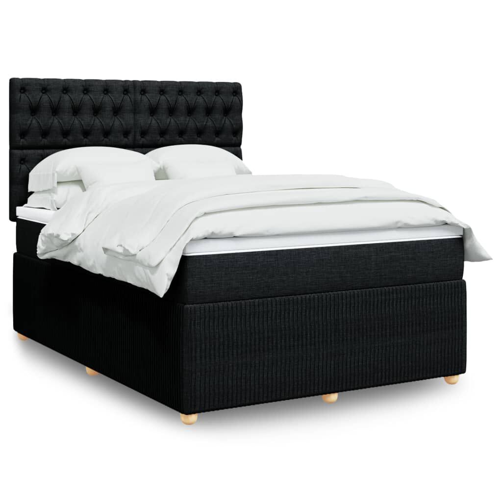 vidaXL Κρεβάτι Boxspring με Στρώμα Μαύρο 160x200 εκ. Υφασμάτινο