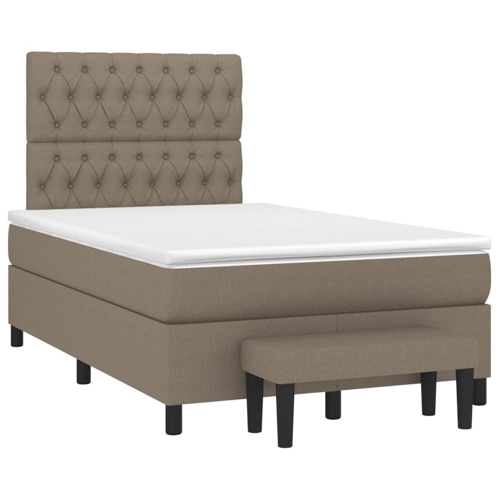 vidaXL Κρεβάτι Boxspring με Στρώμα Taupe 120x200 εκ. Υφασμάτινο