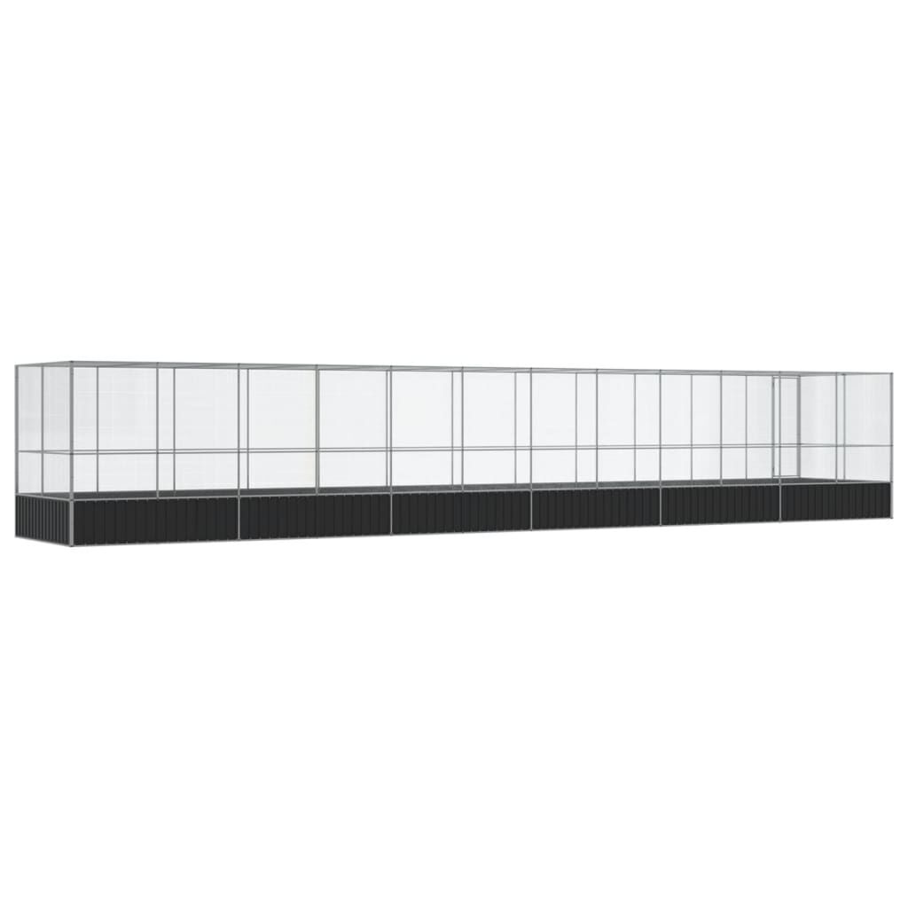 vidaXL Κλουβί με Επέκταση Ασημένιο 1246x207x212 εκ. Ατσάλινο