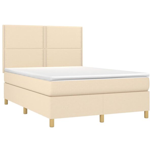 vidaXL &Kappa;&rho;&epsilon;&beta;ά&tau;&iota; Boxspring &mu;&epsilon; &Sigma;&tau;&rho;ώ&mu;&alpha; & LED &Kappa;&rho;&epsilon;&mu; 140x190 &epsilon;&kappa;. &Upsilon;&phi;&alpha;&sigma;&mu;ά&tau;&iota;&nu;&omicron;