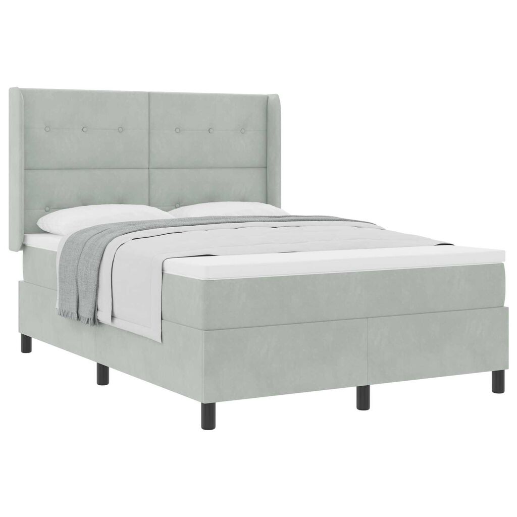vidaXL Κρεβάτι με Στρώμα Light Grey 140x190 cm Βελούδο