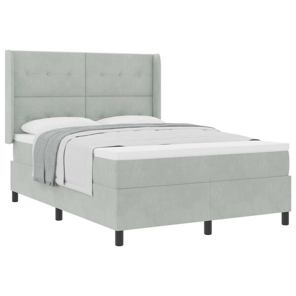 vidaXL Κρεβάτι με Στρώμα Light Grey 140x190 cm Βελούδο
