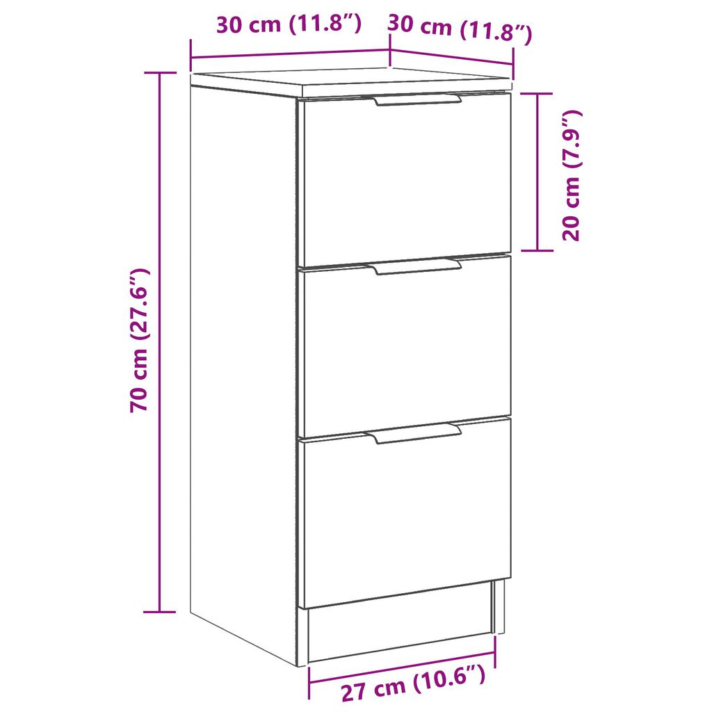 vidaXL Μαύρος Διορθωτής 30x30x70 εκ. Κατασκευασμένος από Επεξεργασμένο Ξύλο