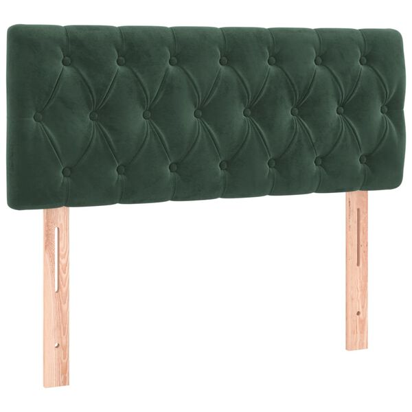 vidaXL Κρεβάτι Boxspring με Στρώμα Σκούρο Πράσινο 90x190 εκ. Βελούδινο