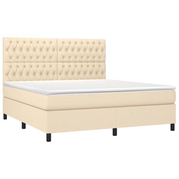 vidaXL &Kappa;&rho;&epsilon;&beta;ά&tau;&iota; Boxspring &mu;&epsilon; &Sigma;&tau;&rho;ώ&mu;&alpha; & LED &Kappa;&rho;&epsilon;&mu; 180x200 &epsilon;&kappa;. &Upsilon;&phi;&alpha;&sigma;&mu;ά&tau;&iota;&nu;&omicron;