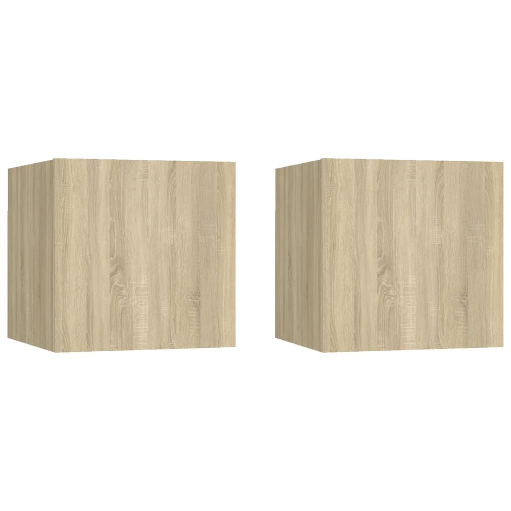 vidaXL Κομοδίνα 2 τεμ. Sonoma Δρυς 30,5 x 30 x 30 εκ. από Επεξ. Ξύλο