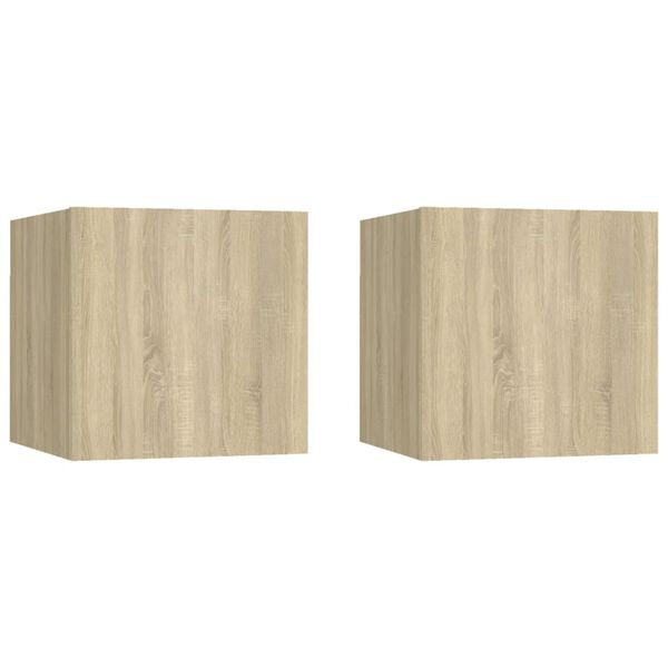 vidaXL Κομοδίνα 2 τεμ. Sonoma Δρυς 30,5 x 30 x 30 εκ. από Επεξ. Ξύλο