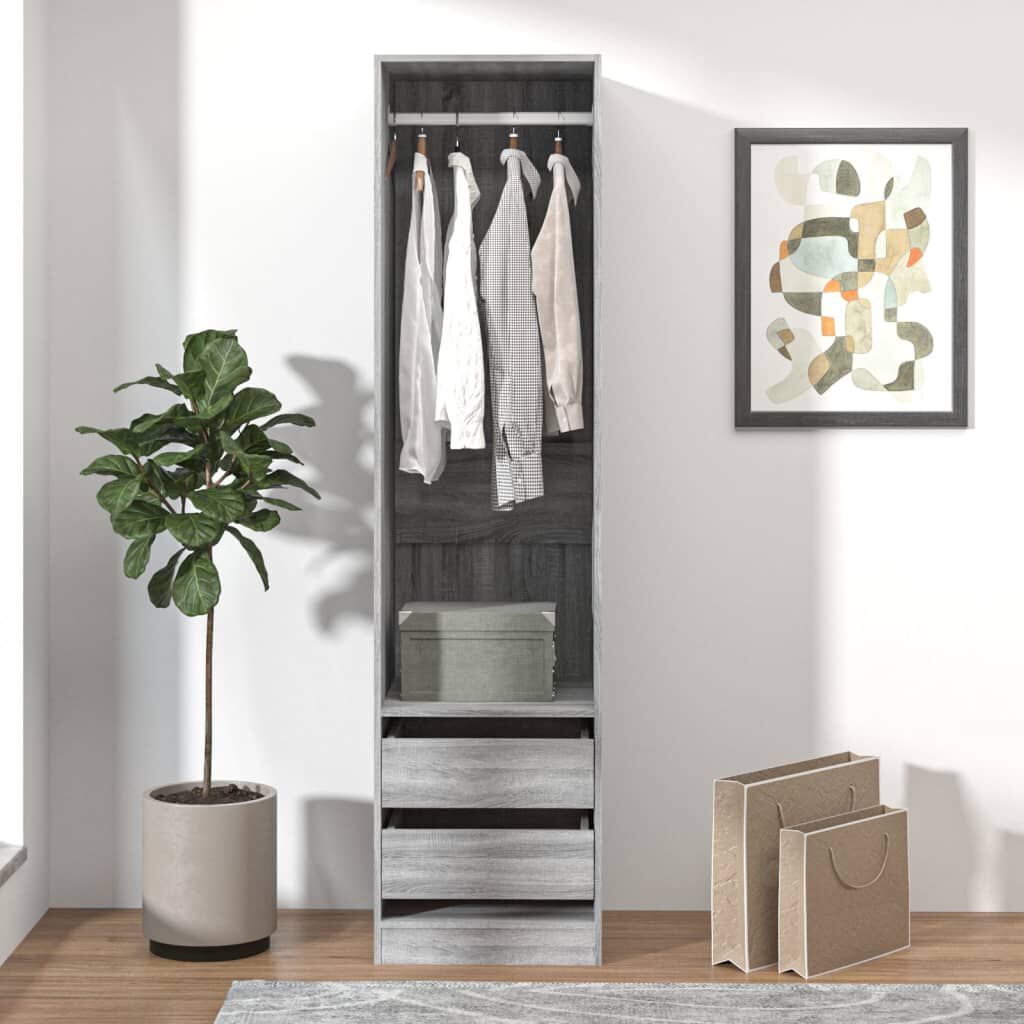 vidaXL Ντουλάπα με Συρτάρια Γκρι Sonoma 50 x 50 x 200 εκ Επεξεργ. Ξύλο
