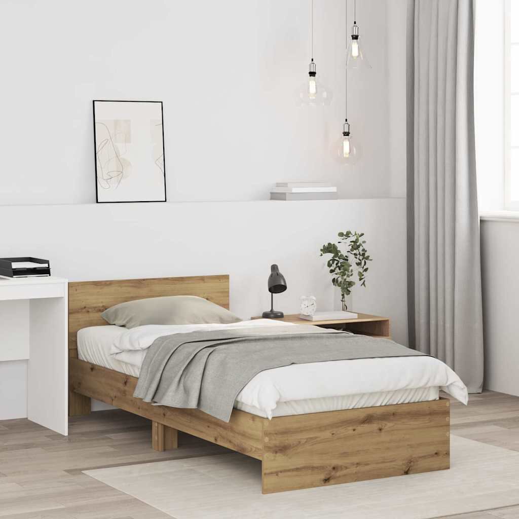 vidaXL Σκελετός Κρεβατιού artisan δρυς 75 x 190 cm Επεξεργασμένο ξύλο