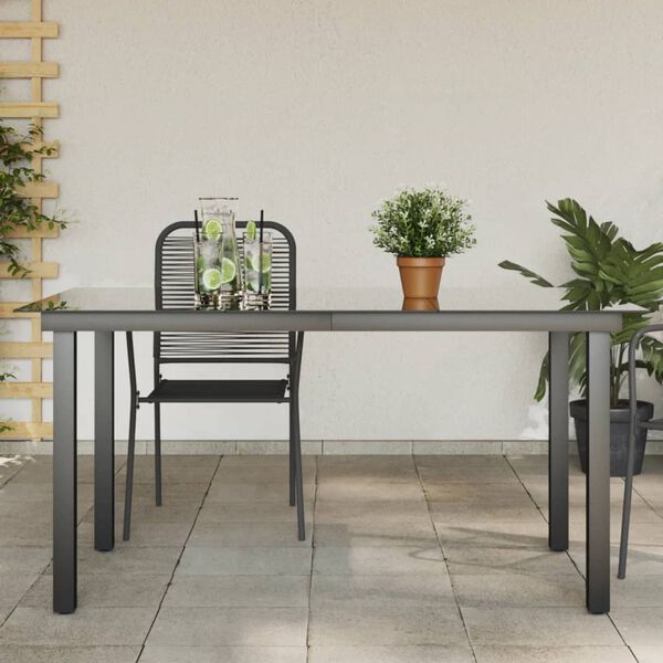 vidaXL Τραπέζι Κήπου Μαύρο 150 x 90 x 74 εκ. από Αλουμίνιο / Γυαλί