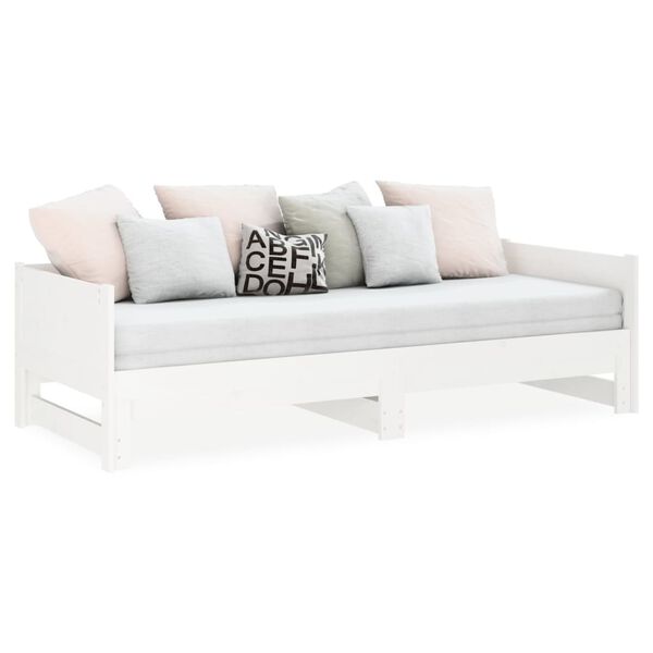 vidaXL Καναπές Κρεβάτι Συρόμενος Λευκός 2x(90x190) εκ. από Μασίφ Πεύκο