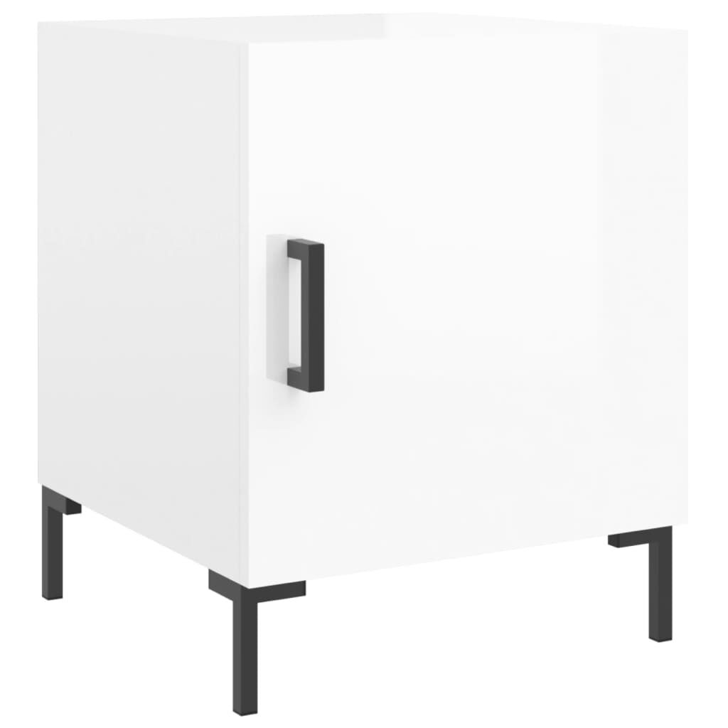 vidaXL Κομοδίνα 2 τεμ. Γυαλ. Λευκό 40 x 40 x 50 εκ. από Επεξεργ. Ξύλο