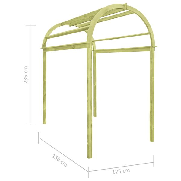 vidaXL Καφασωτό Αψίδα 125 x 150 x 235 εκ. από Εμποτισμένο Ξύλο Πεύκου
