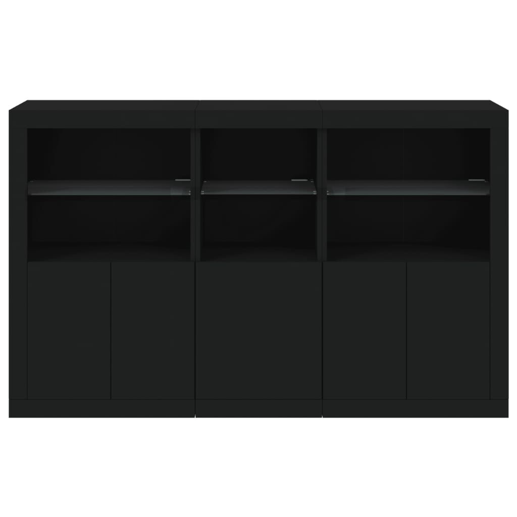 vidaXL Μπουφές με Φώτα LED Μαύρος 162 x 37 x 100 εκ.