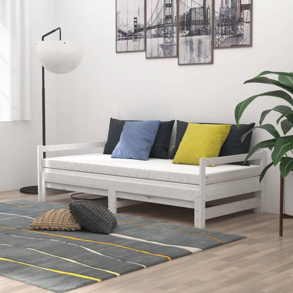 vidaXL Καναπές Κρεβάτι Συρόμενος Λευκός 2x(90x200) εκ. Ξύλο Πεύκου