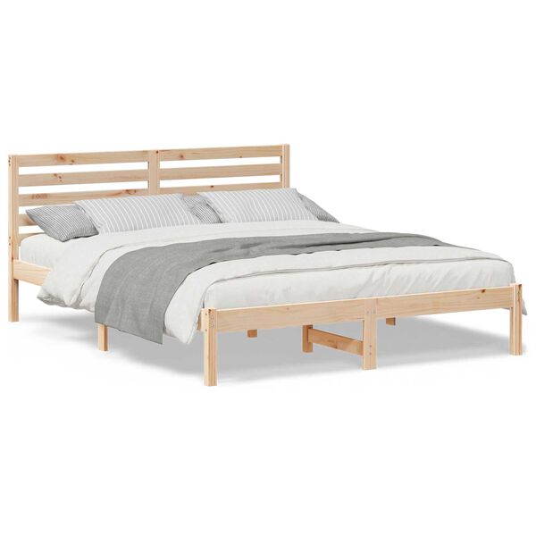 vidaXL Σκελετός Κρεβατιού Καφέ 140 x 200 cm Συμπαγές ξύλο πεύκου