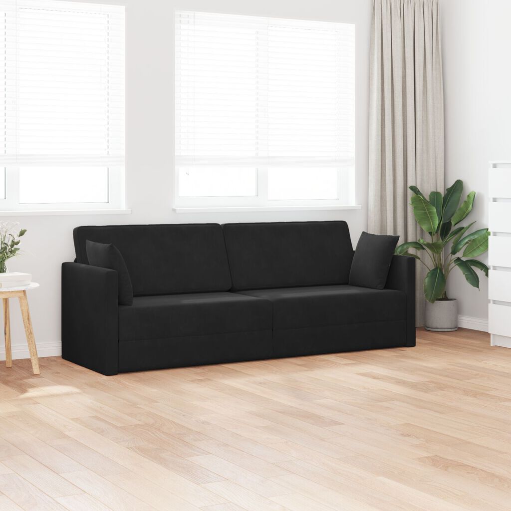 vidaXL Κρεβάτι Καναπές 2 σε 1 Μαύρος 213x144x60 εκ Βελούδο