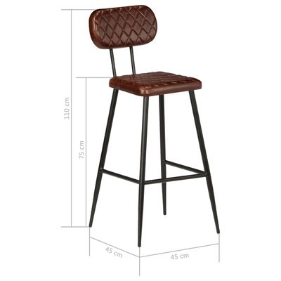 vidaXL Καρέκλες Μπαρ 2 τεμ. Καφέ από Γνήσιο Δέρμα