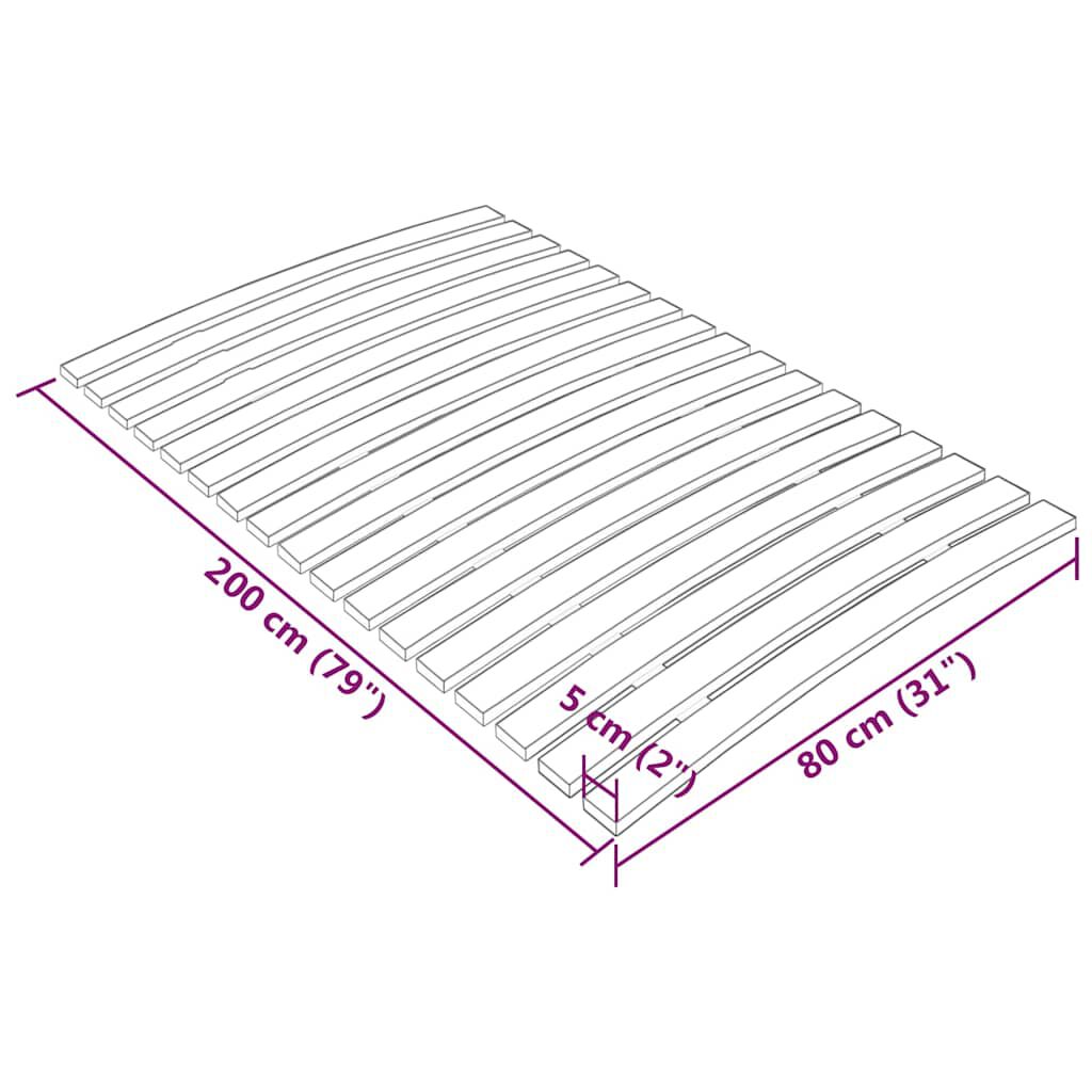 vidaXL Τελάρο Κρεβατιού με 17 Σανίδες 80 x 200 εκ.