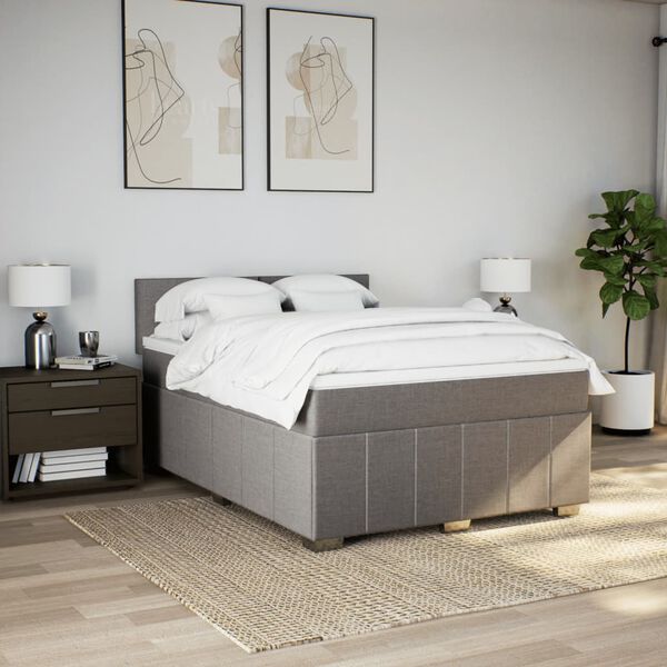 vidaXL &Kappa;&rho;&epsilon;&beta;ά&tau;&iota; Boxspring &mu;&epsilon; &Sigma;&tau;&rho;ώ&mu;&alpha; Taupe 140x190 &epsilon;&kappa;. &Upsilon;&phi;&alpha;&sigma;&mu;ά&tau;&iota;&nu;&omicron;