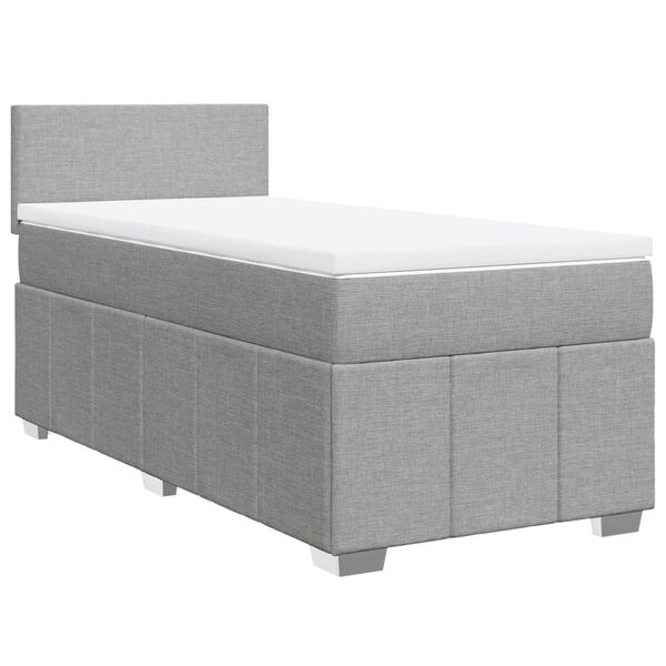 vidaXL Κρεβάτι Boxspring με Στρώμα Ανοιχτό Γκρι 80x200 εκ. Υφασμάτινο