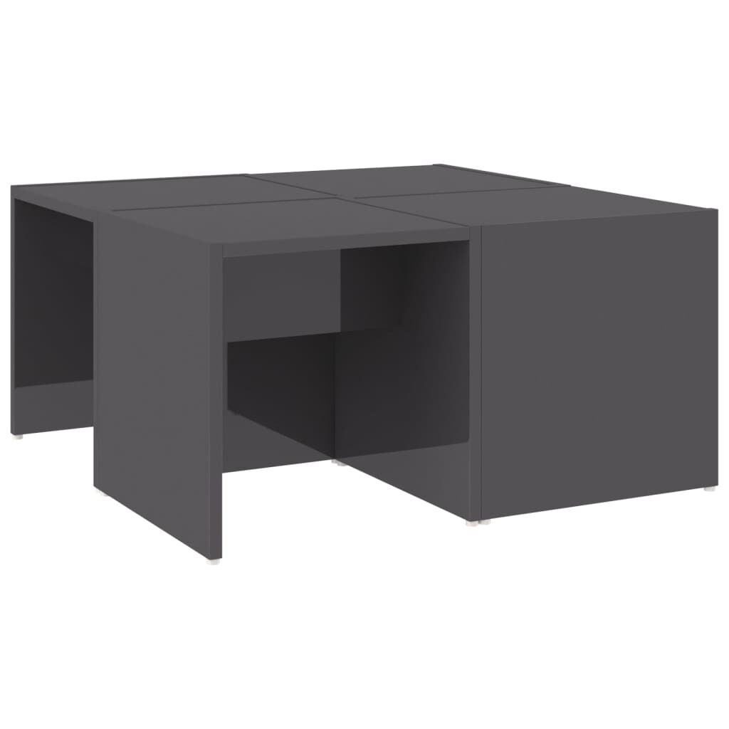 vidaXL Τραπεζάκια Σαλονιού 4 τεμ. Γυαλ. Γκρι 33x33x33 εκ. Επεξ. Ξύλο