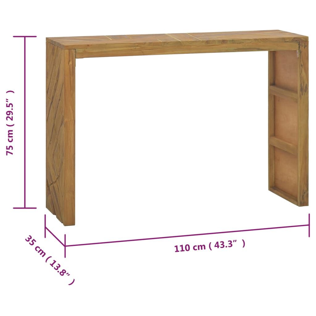 vidaXL Τραπέζι Κονσόλα 110 x 35 x 75 εκ. από Μασίφ Ξύλο Teak