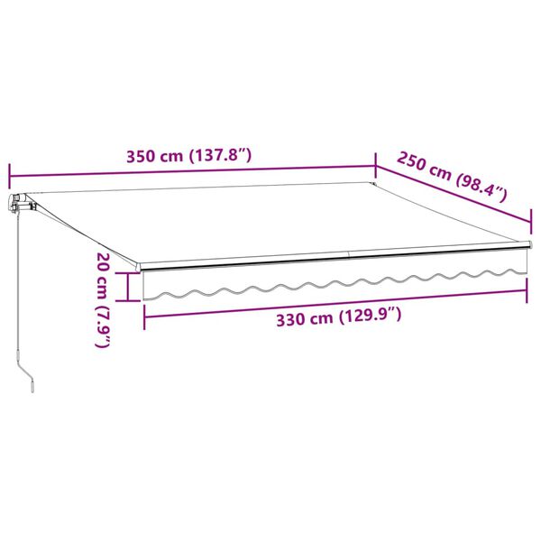 vidaXL Τέντα Πτυσσόμενη Χειροκίνητη με LED Καφέ 350x250 εκ.