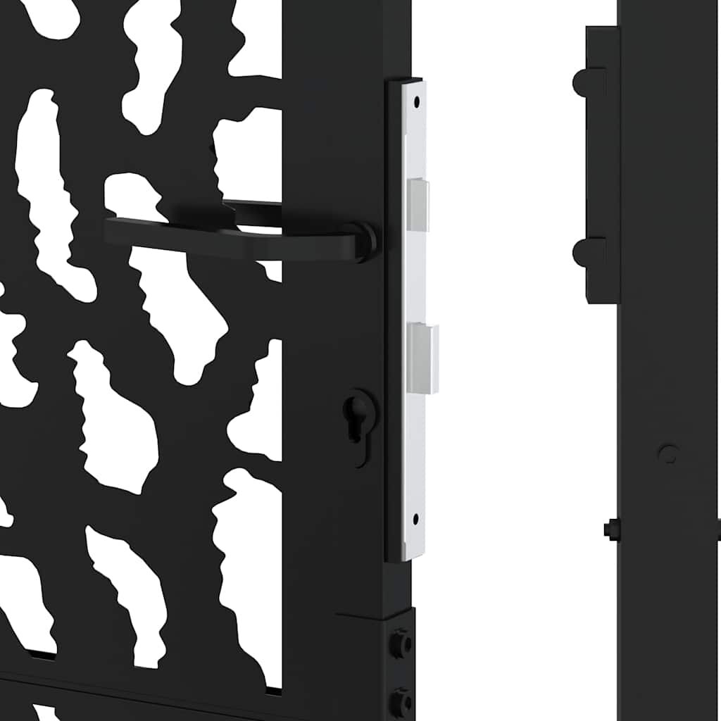 vidaXL Πύλη κήπου Μαύρη 105x130 cm Ατσάλινη σχεδίαση ίχνους