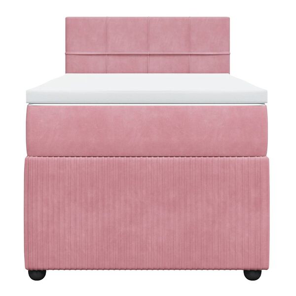 vidaXL Κρεβάτι Boxspring με Στρώμα Ροζ 80 x 200 εκ. Βελούδινο