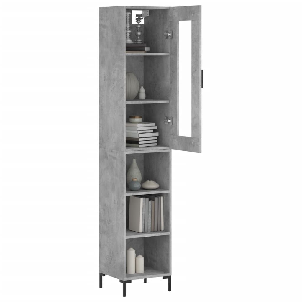 vidaXL Ντουλάπι Γκρι Σκυροδέματος 34,5x34x180 εκ. Επεξεργασμένο Ξύλο